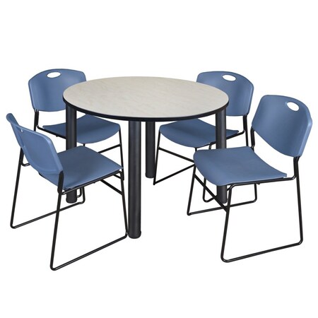 Regency Kee Round Table & Chair Set, Wood, Metal, Polypropylene Top, Maple TB48RNDPLBPBK44BE